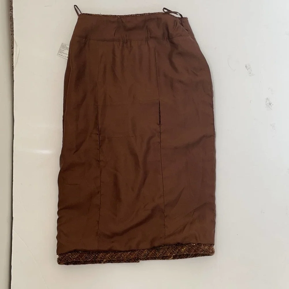 CHANEL brown wool tweed Vintage pencil skirt 34